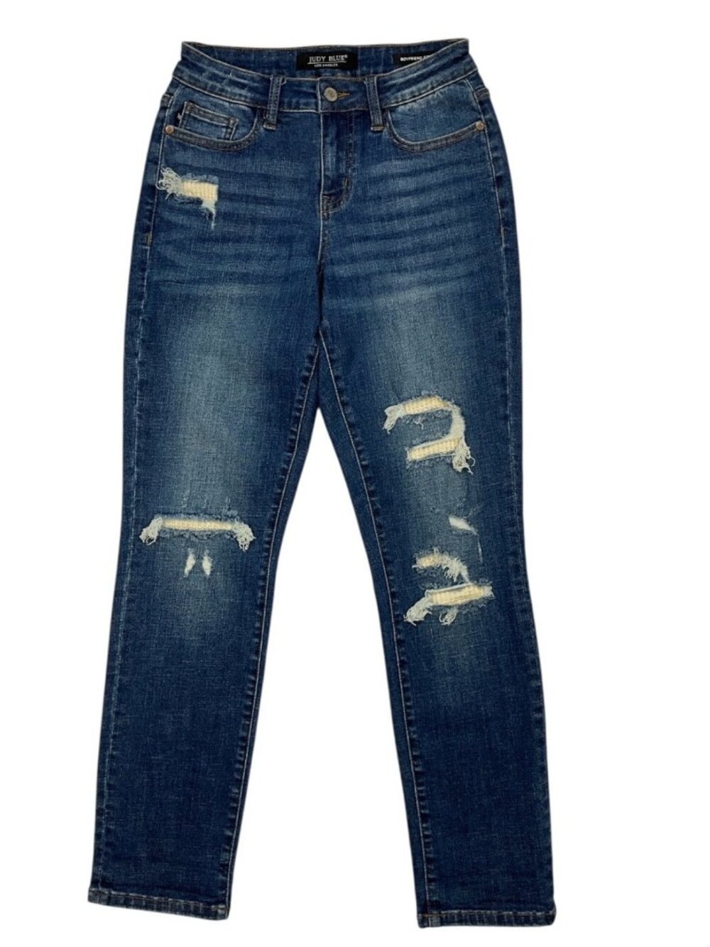 Judy Blue Aggie Thermal Patch Mid Rise Boyfriend Fit Jean 1/25 Dark Wash